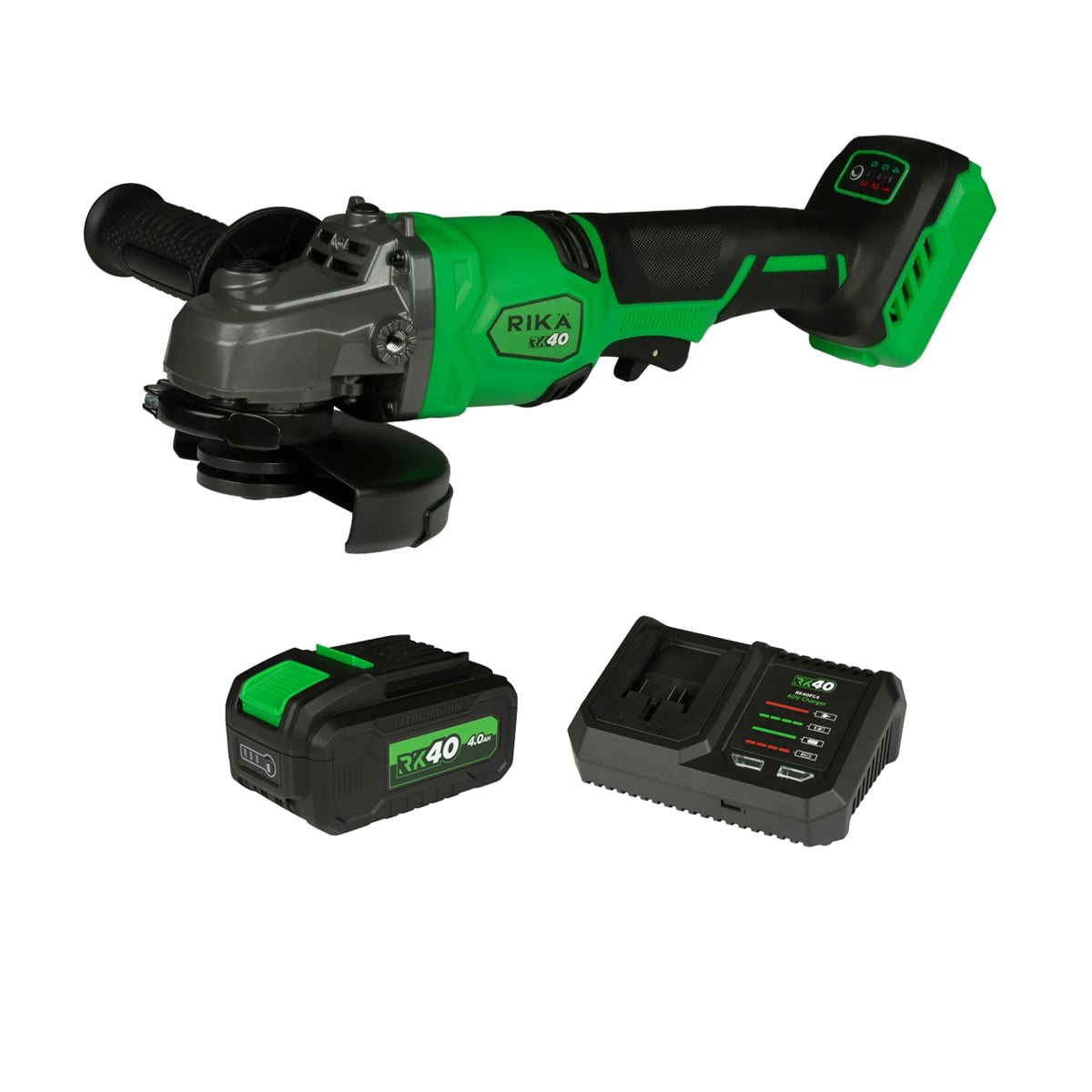 Rikä RK40 40V Braking Angle Grinder 125mm Kit | 4Ah